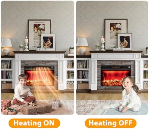 Naice 80" Electric Fireplace with Mantel Fireplace TV Stand for Living R...