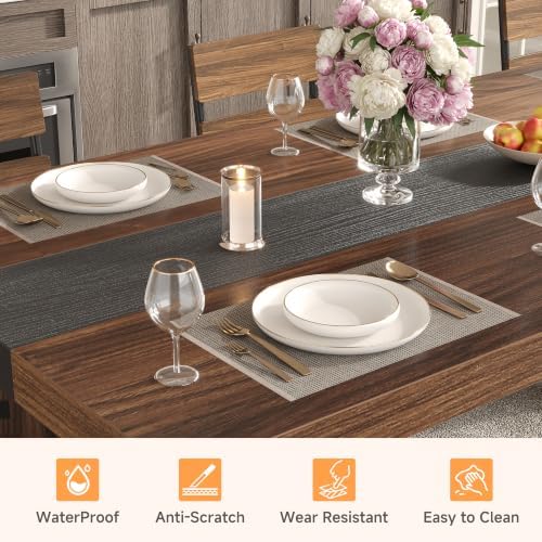 Industrial Dining Table for 6-8 People, 71" Large Long Wooden Kitchen Ta...