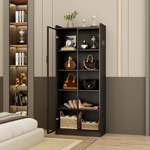 Dystler 5-Tier Display Cabinet with Glass Doors and Adjustable Shelves