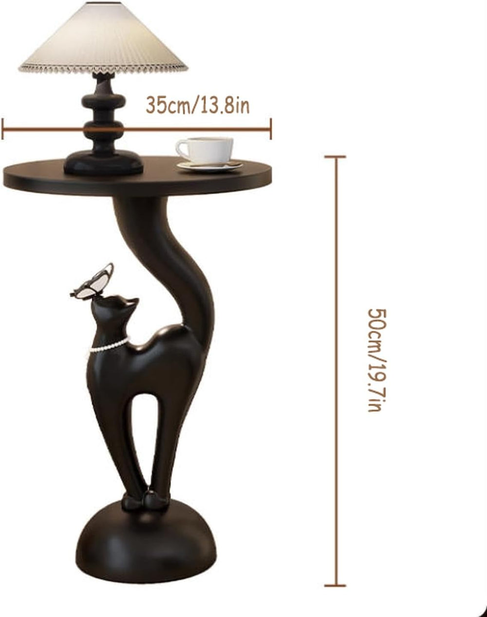 Creative Cat-Shaped Side Table,Floor-Standing Bedside Cabinet with Open Shelf...