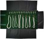 Premium Jewelry Roll Organizer for 16 Necklaces 55cm x 29cm Metal Snap & Velcro Closure - Ideal for Travel and Storage (Green)
