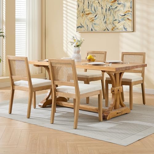 French Country Dining Chairs Set of 6, Beige Modern Kitchen & Dining Room...