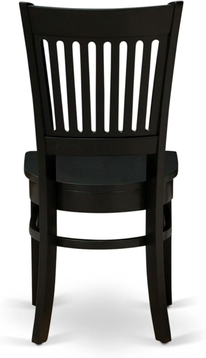 East West Furniture AMVA3-BLK-W 3 Piece Dining Table Set for Small Spaces Contains a Round Kitchen Table with Pedestal and 2 Dining Chairs, 36x36 Inch, Black