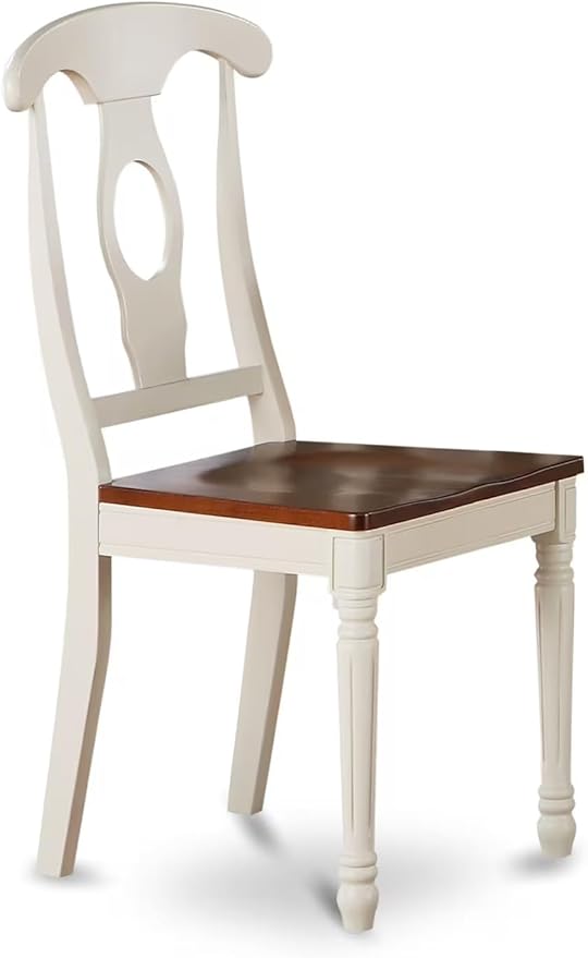 East West Furniture PLKE9-WHI-W 9 Piece Dining Table Set Includes an Oval Dinner Table with Butterfly Leaf and 8 Dining Room Chairs, 42x78 Inch, Buttermilk & Cherry