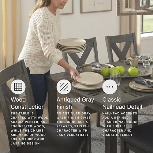 Signature Design by Ashley Caitbrook 7-Piece Dining Set, Gray Wash