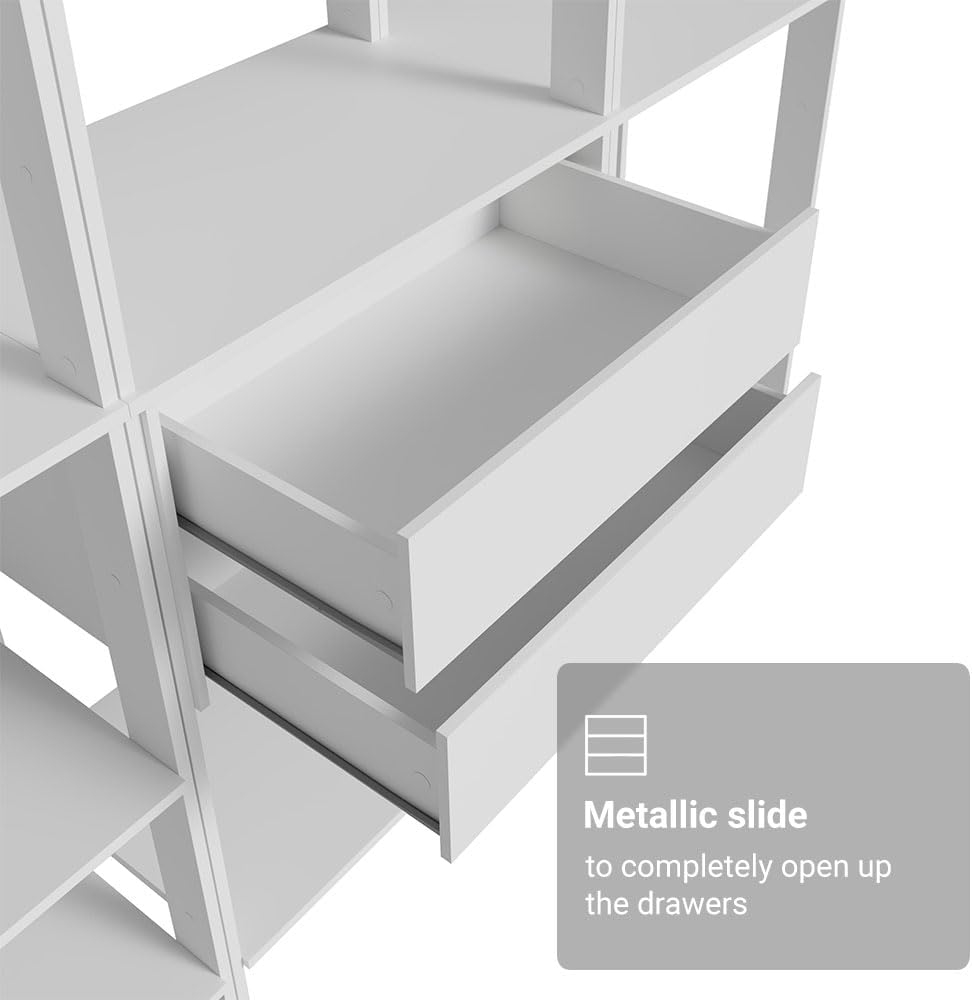 Madesa Kitchen Pantry Storage Rack with 2 Drawers and Open Shelves 74" L...
