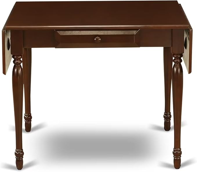 East West Furniture MZCL5-MAH-W 5 Piece Dining Room Table Set Includes a Rectangle Dining Table with Dropleaf and 4 Wood Seat Chairs, 36x54 Inch, Mahogany
