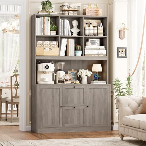 HIFIT 72'' Tall File Bookcase with Outlet & Printer Stand, 2 Fili...