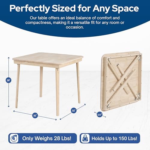 Stakmore Straight Edge Solid Wood Folding Card Table, Unfinished