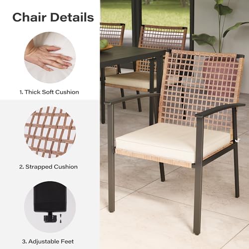 LAUSAINT HOME 7 Pieces Patio Dining Set, Outdoor Furniture Set of 6 Chairs wi...