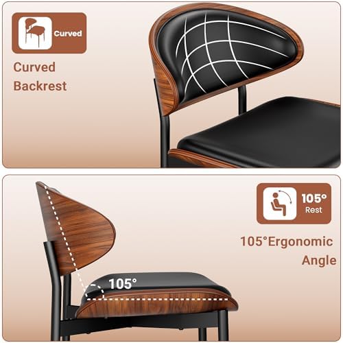 YaFiti Dining Chairs Set of 2, Mid Century Modern PU Leather Kitchen Chairs |...