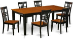 East West Furniture QULG7-BCH-W 7 Piece Dining Room Furniture Set Consist of a Rectangle Kitchen Table with Butterfly Leaf and 6 Dining Chairs, 40x78 Inch, Black & Cherry