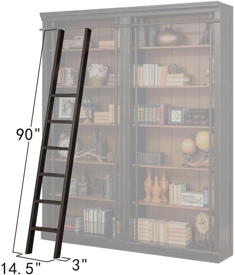 Starlight Toulouse Metal Rolling Ladder, 90" H, 8-Foot Tall Bookcase Companion, Finished on All Sides, Durable Construction, Black
