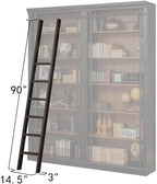 Starlight Toulouse Metal Rolling Ladder, 90" H, 8-Foot Tall Bookcase Companion, Finished on All Sides, Durable Construction, Black
