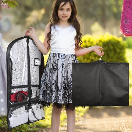 Syeeiex 40 Inch Clear Dance Costume Garment Bag, Black, 5 Pack | Clear PVC Wi...