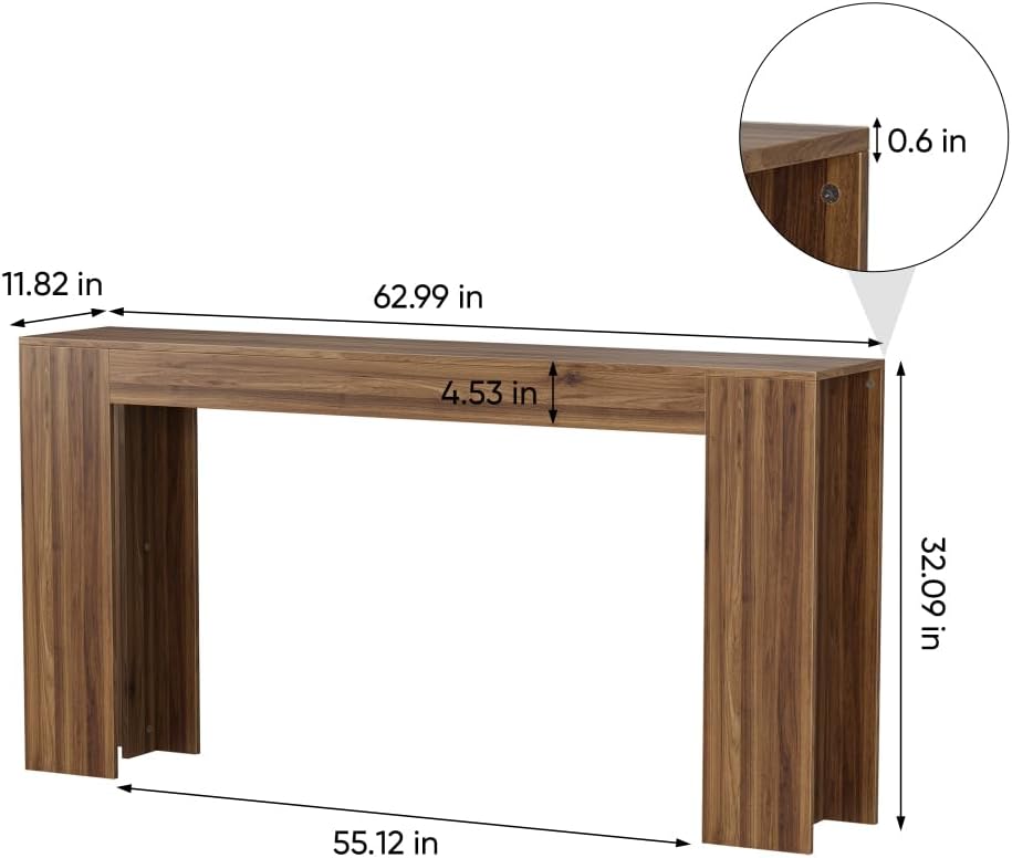 ZOEDO 62.99-inch Extra-Long Entryway Table, Farmhouse Sofa Table Behind The S...
