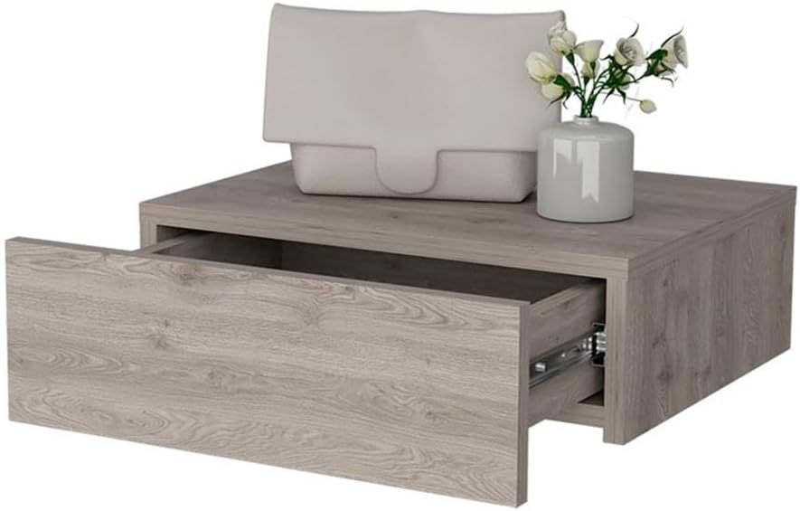 Vienna 1-Drawer Manufactured Wood Floating Nightstand, Light Gray
