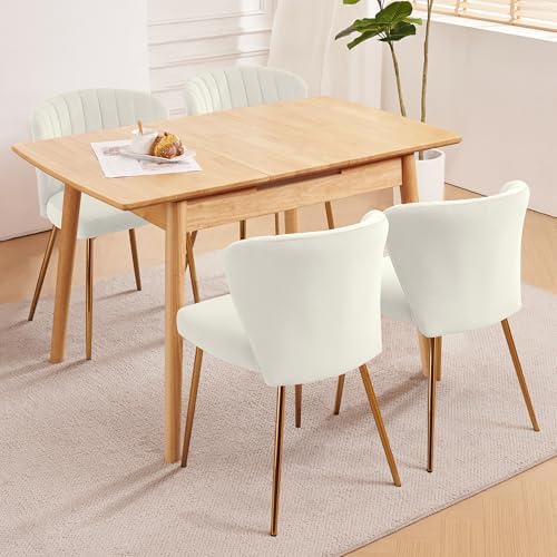 Velvet Dining Chairs Set of 2, Modern Upholstered Vanity Chairs with Golden M...