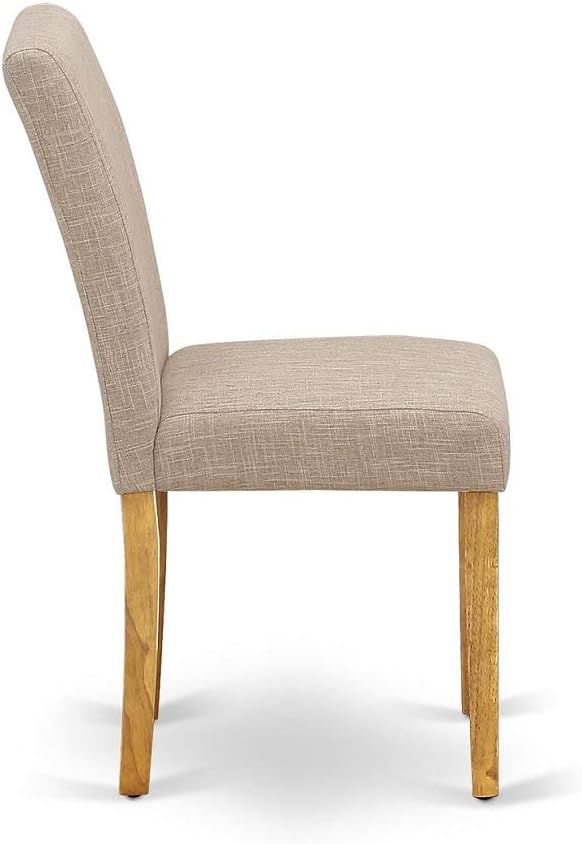 East West Furniture CAAB7-OAK-04 7 Piece Modern Dining Table Set Consist of a Rectangle Wooden Table and 6 Light Tan Linen Fabric Upholstered Chairs, 36x60 Inch, Oak
