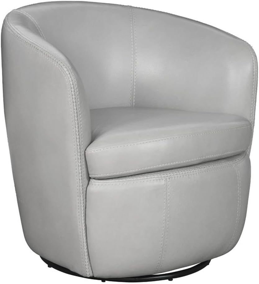 Pemberly Set of 2 Steamboat Ice All Italian Leather Swivel Club Chair