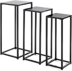 HAKU Möbel Flower column set of 3, metal, black, W 22 x D 22 x H 61 cm/W 26 x D 26 x H 66 cm/W 30 x D 30 x H 71 cm