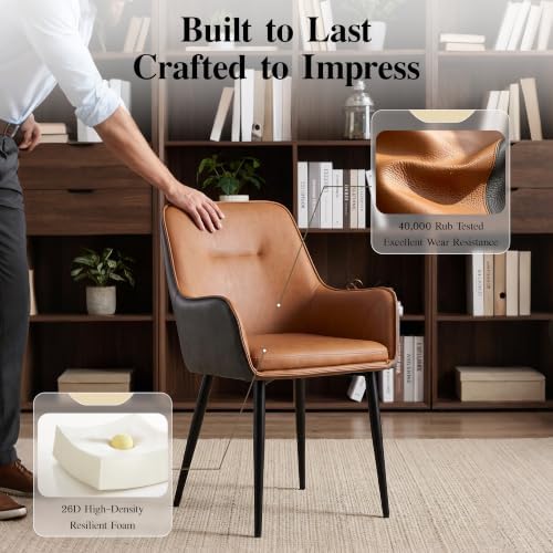 TUKAILAi Dining Chairs Set of 2, Faux Leather Dining Chairs with Arms, Uphols...