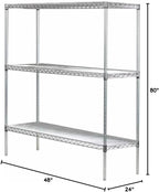 Omega 24" Deep x 48" Wide x 80" High 3 Tier Chrome Starter Shelving Unit
