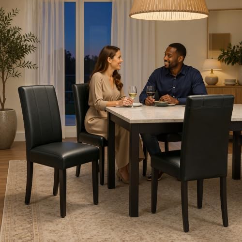 CHUN YI Dining Chairs Set of 4, Faux Leather Dining Room Chairs, Upholstered ...