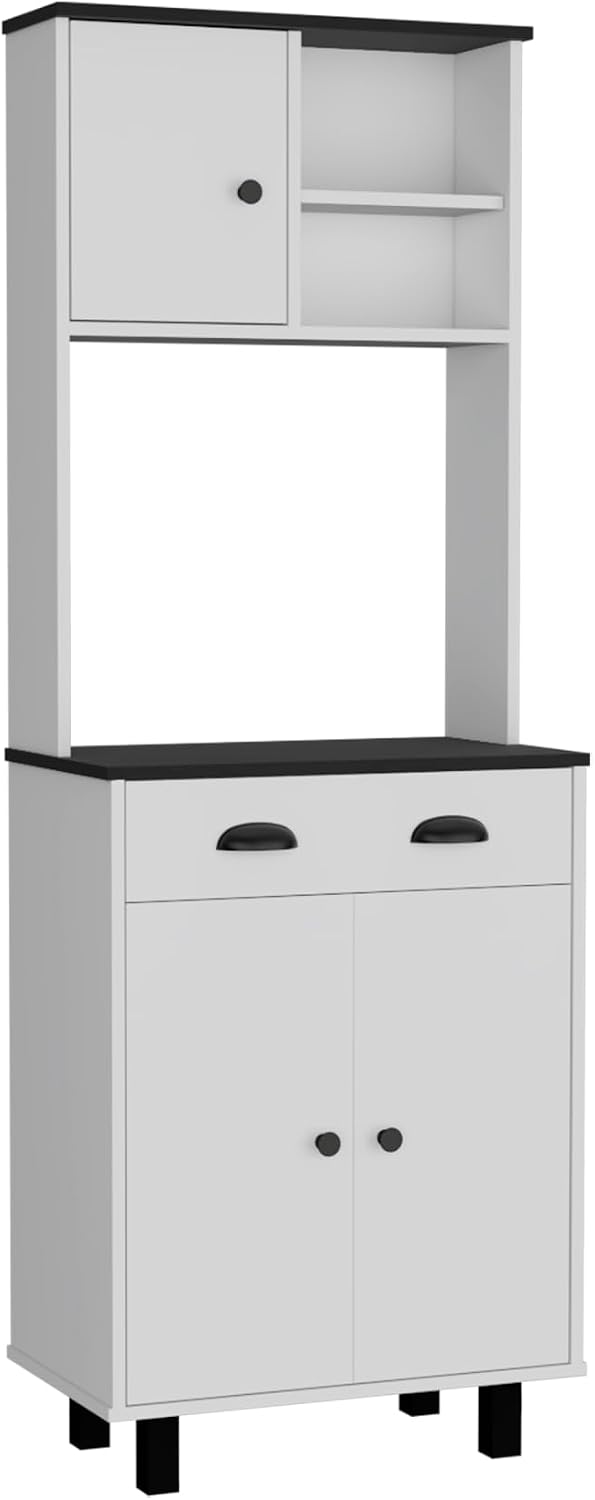 Salem Kitchen Pantry with 2 Cabinets, 2 Open Shelves, and Drawer
