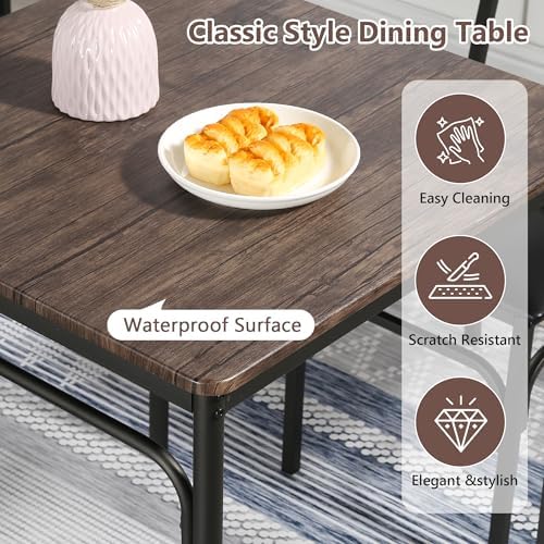 VECELO Kitchen Dining Table Set with Upholstered Bench & 2 Chairs | Space...