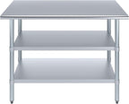 AmGood Stainless Steel Work Table with 2 Shelves | NSF | Metal Utility Table (48" Long x 24" Deep)