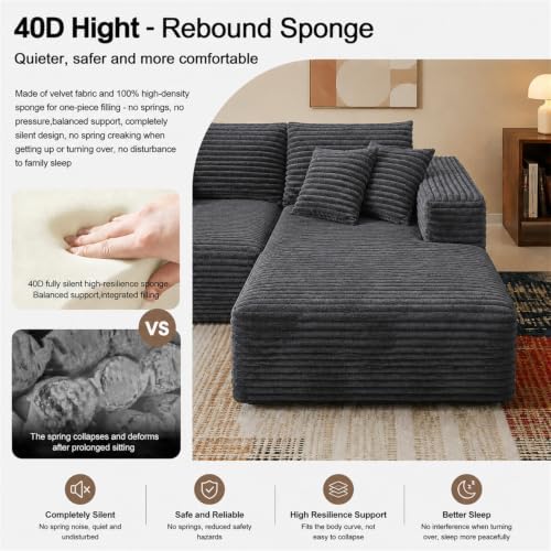 108" Modular Sectional Cloud Couch for Living Room Deep Seat L Shapes Co...