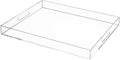 Clear Rectangular 16x20 Inches Acrylic Ottoman Tray Decorative Serving Tray with Cutout Handles Organizer Tray on Coffee Table Countertop Big Breakfast Bed Tray Living Room Appetizer Serving Food
