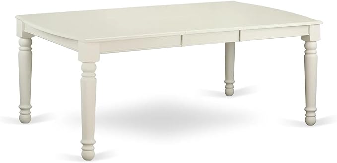 East West Furniture LGDA7-LWH-22 7 Piece Dining Table Set Contains a Rectangle Kitchen Table with Butterfly Leaf and 6 Polyester Fabric Chairs, linen white