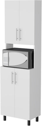 22.2" D*13.2" W*70.86" H Freestanding Kitchen Pantry with 2 Shelves, 2 Double Doors, Rectangular Storage Cabinet, Modern Minimalist, for Living Room, Dining Room, White