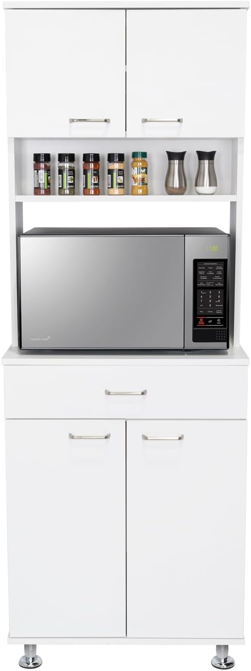 Bay Area Pantry with Two Door Cabinets, One Drawer and Adjustable Metal Legs ...