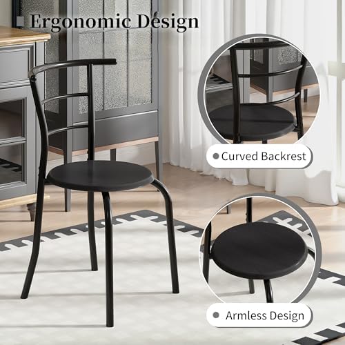 VECELO 3-Piece Dining Table Set for Kitchen Breakfast Nook, Wood Grain Oval T...