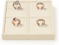 Oirlv Microfiber 4 Slots Jewelry Ring Display Tray Rings Display Organizer Tray(Beige)