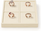 Oirlv Microfiber 4 Slots Jewelry Ring Display Tray Rings Display Organizer Tray(Beige)