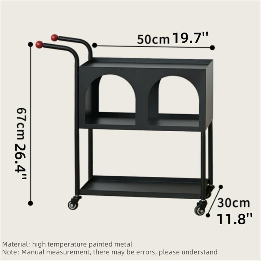 Movable Storage Shelf Metal Storage Cart with Handle - Practical Sofa Side Ta...