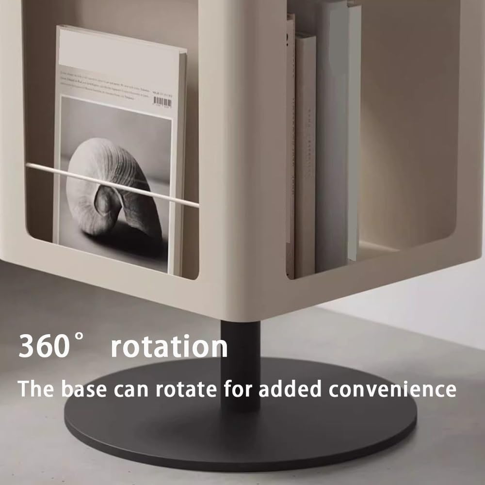 Carbon Steel Frame Rotating Side Table, Double-Layer End Table with Storage, ...