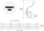 Wooden Coat Rack, Wall-Mounted Organizer for Closet, Entryway, Hallway, Foyer, Bedroom, Heavy Duty Double Hooks for Hanging Towels, Bags, Hats, Jackets, Key (White, 5 Hooks)