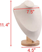 Coward Velvet Bust Necklace Display Stand For Show Bamboo Chain Jewelry Holder Organizer Model(beige velvet, 11.4")