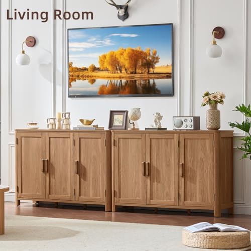 Joaxswe Sideboard Buffet Cabinet with Storage, 46" Arc-Shaped Credenza
