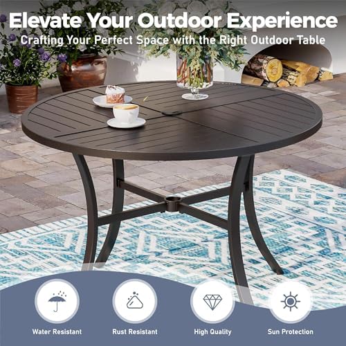 SUNSHINE VALLEY 5pc Patio Dining Set, 42" Round Table & 4 Blue Chairs