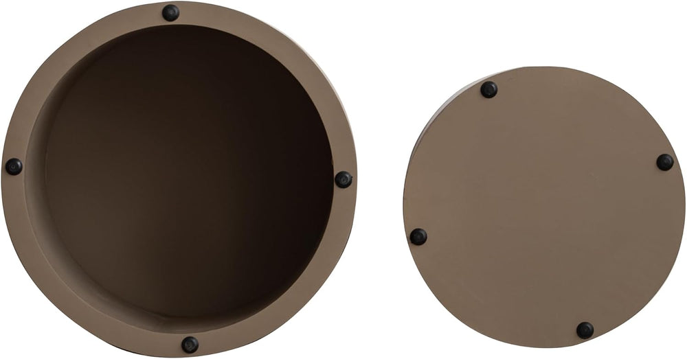 Nesting Coffee Table Set of 2, Modern Round Coffee Table, Wooden Circle Accen...