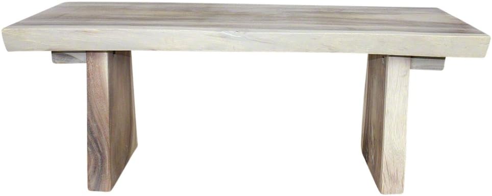 Haussmann Natural Edge Solid Wood Bench, Grey, 48x18x18 in