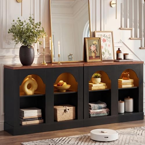 Unikito 94" Long Arched Console Table with LED Light & Adjustable Shelf