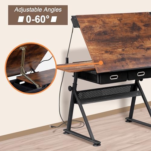 ZENY Adjustable Drafting Table with Stool Tilting Drawing Desk Artist Table |...