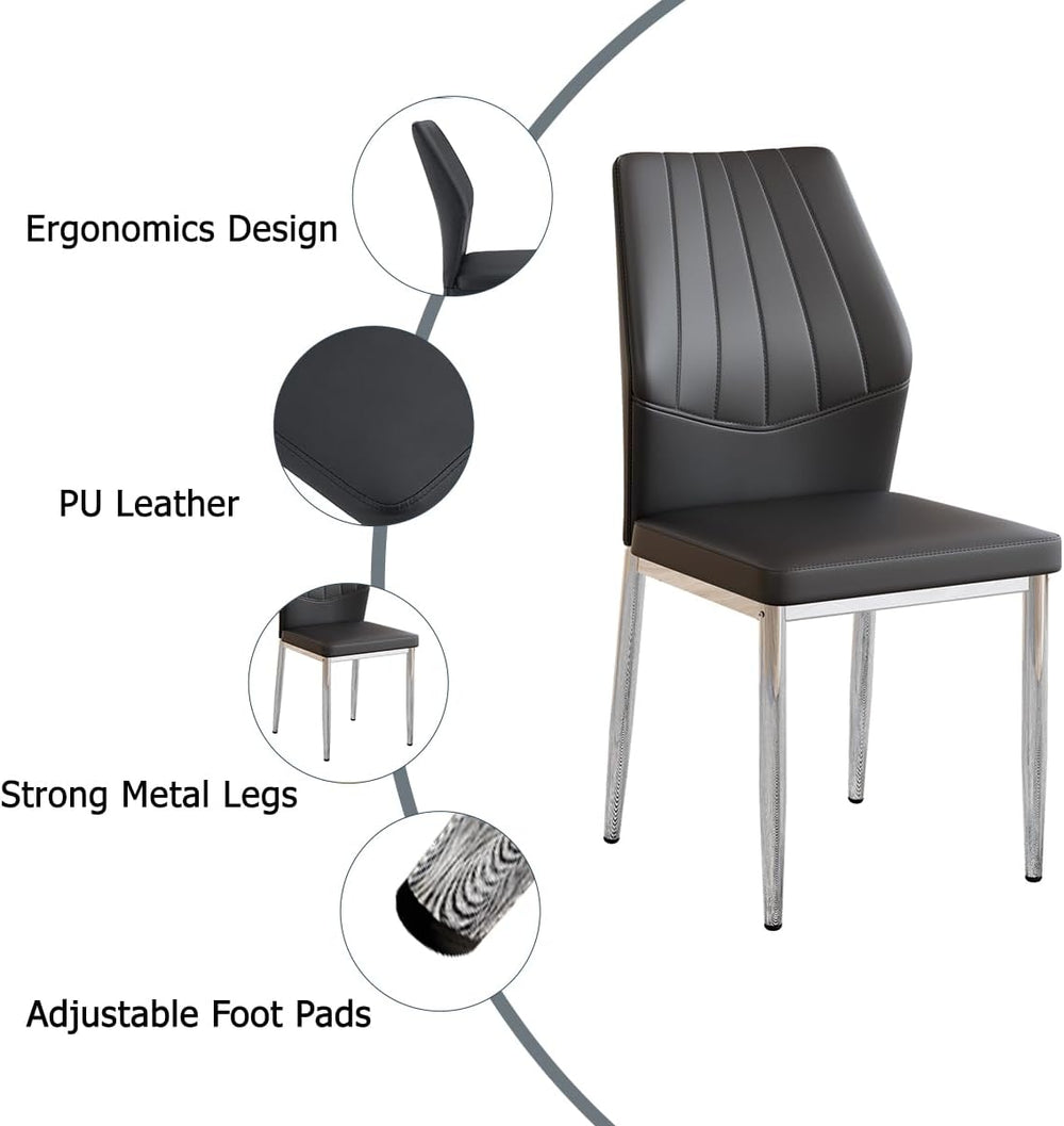 Round Dining Table Set for 4, Black Kitchen Table Set for 4 with 42''...